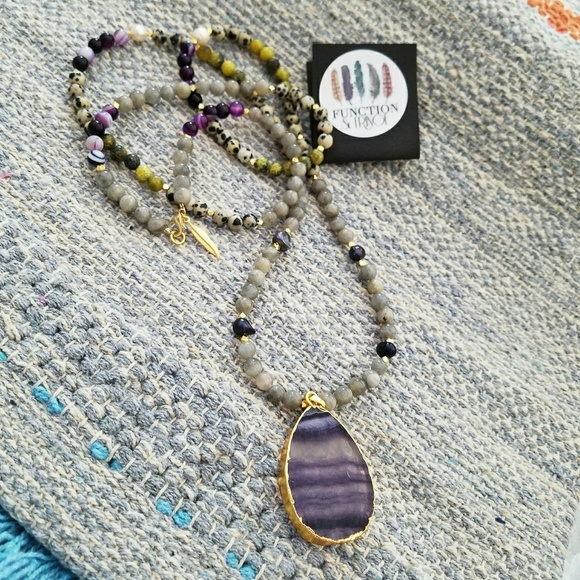 💖HP✨Hand Beaded Agate & Gold Necklace & Bracelets - Picture 5 of 6